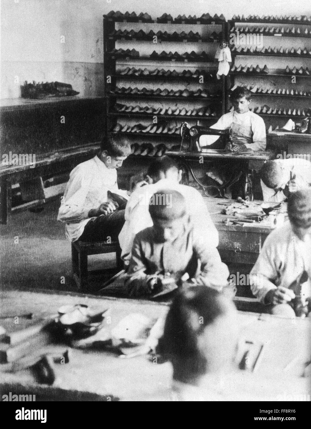 RUSSIAN SHOE FACTORY, 1888. /nBoys in a Russian shoe factory in 1888