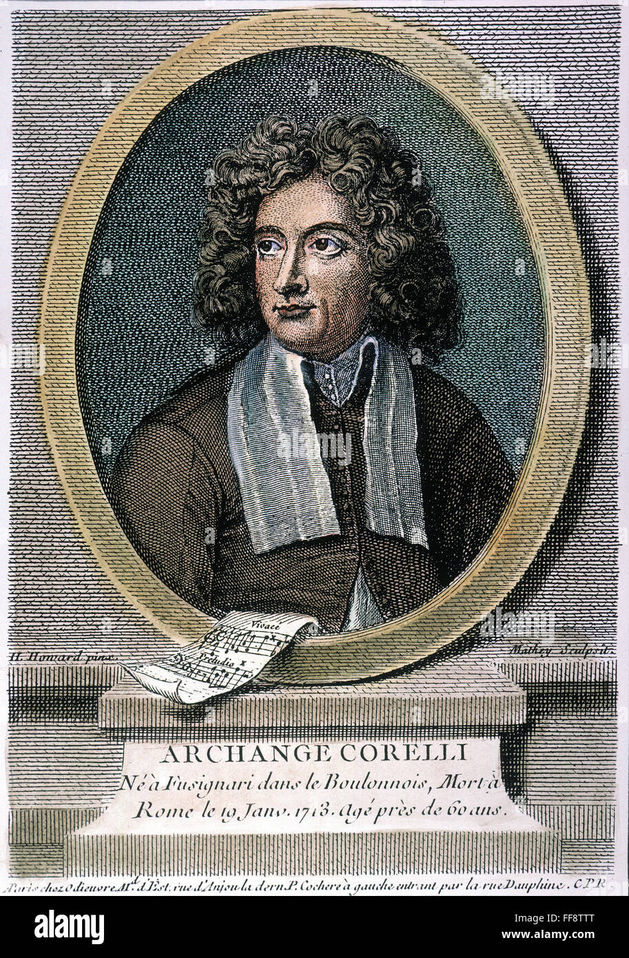 ARCANGELO CORELLI /n(1653-1713). Italian violinist and composer: French engraving, 18th century. Stock Photo