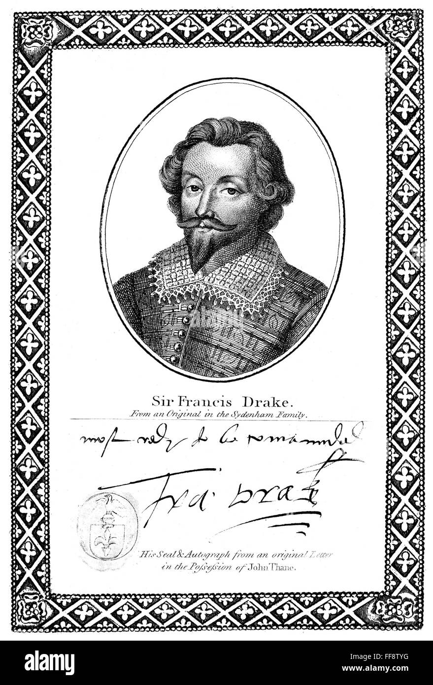 FRANCIS DRAKE (1540?-1596). /nEnglish naval commander and navigator ...