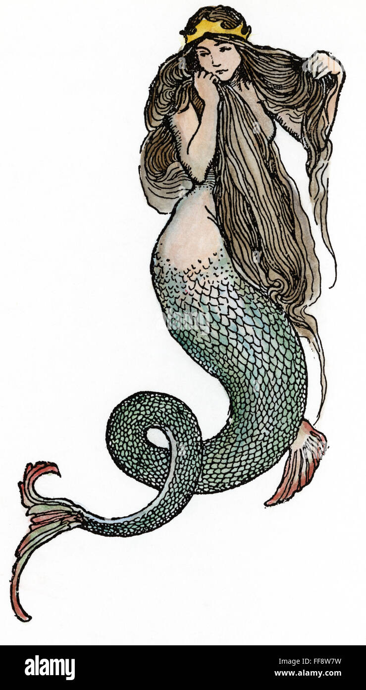 MERMAID, C1890. /nA mermaid princess. Illustration from one of Andrew Lang's fairy tale collections, c1890. Stock Photo