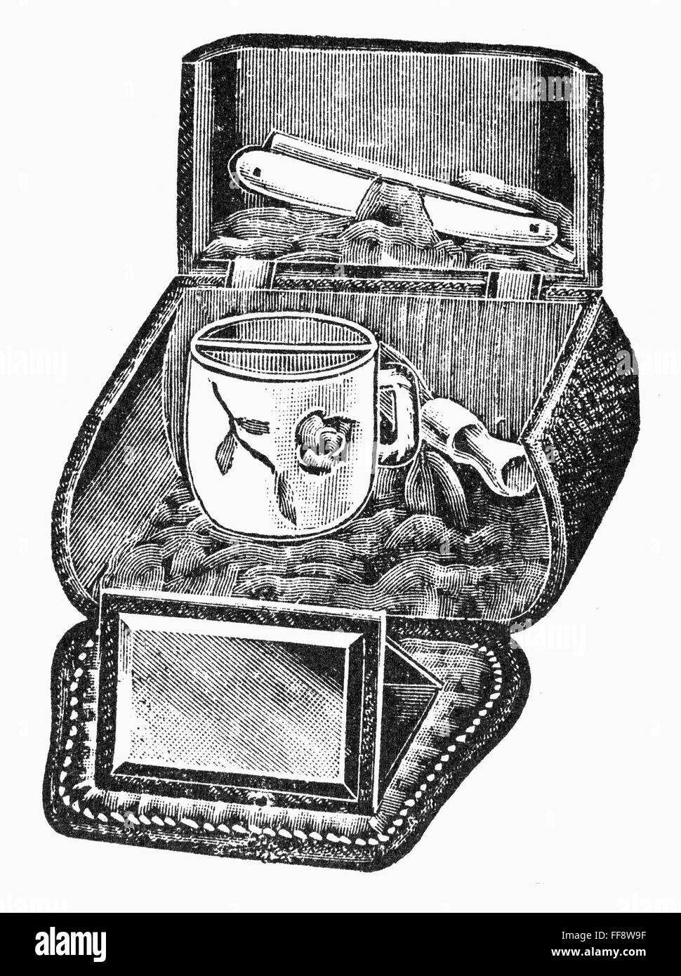 SHAVING CASE, 1895./nSilk plush with satin lining. Advertisement from the Montgomery Ward & Company catalogue of 1895. Stock Photo