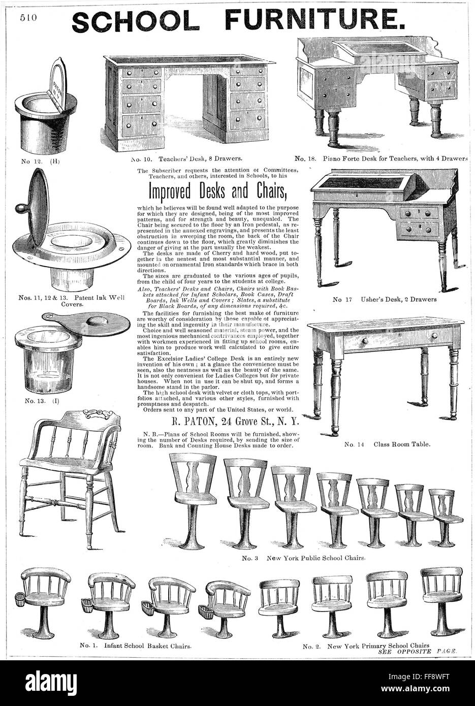 SCHOOL FURNITURE, 1855. /nAmerican advertisement, 1855 Stock Photo Alamy