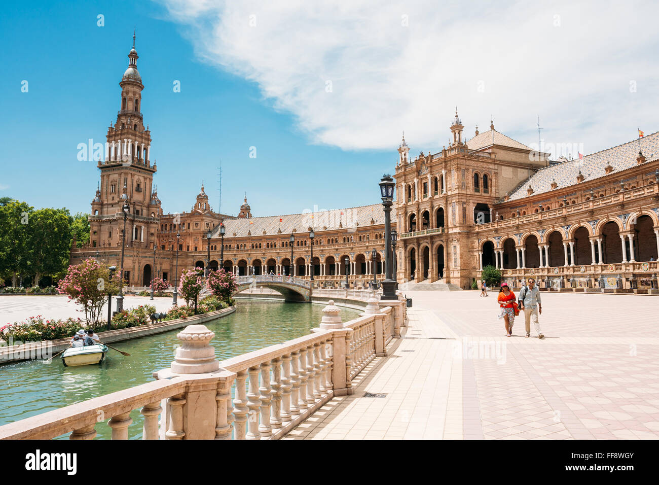 Seville, Spain June 24, 2015 Tourists walking around famous landmark