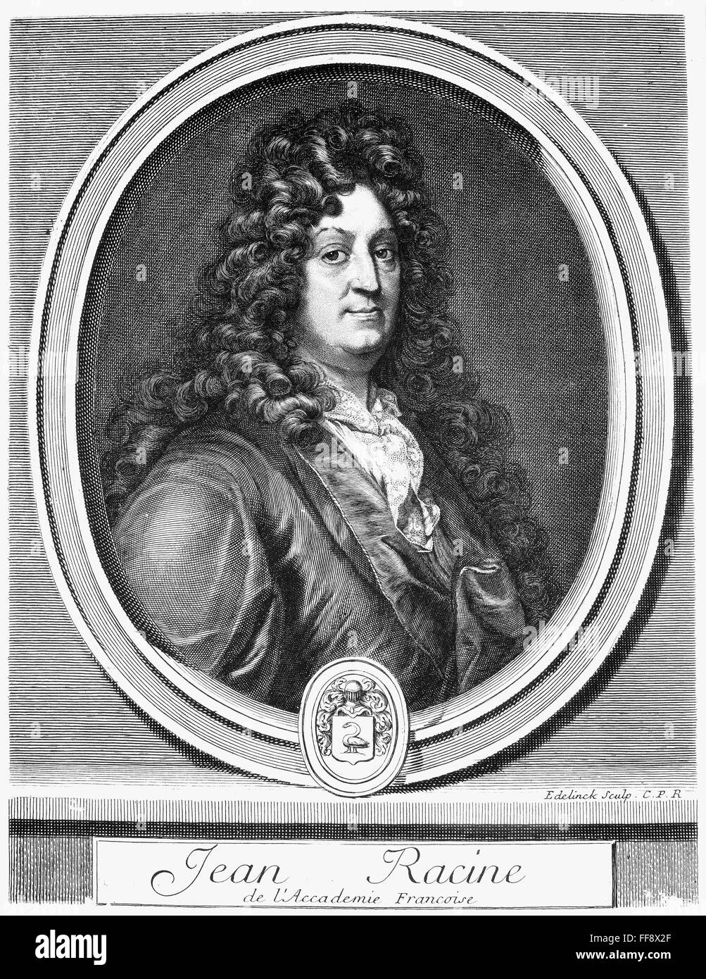 JEAN BAPTISTE RACINE /n(1639-1699). French dramatic poet. Copper engraving by Gerard Edelinck (1640-1707). Stock Photo