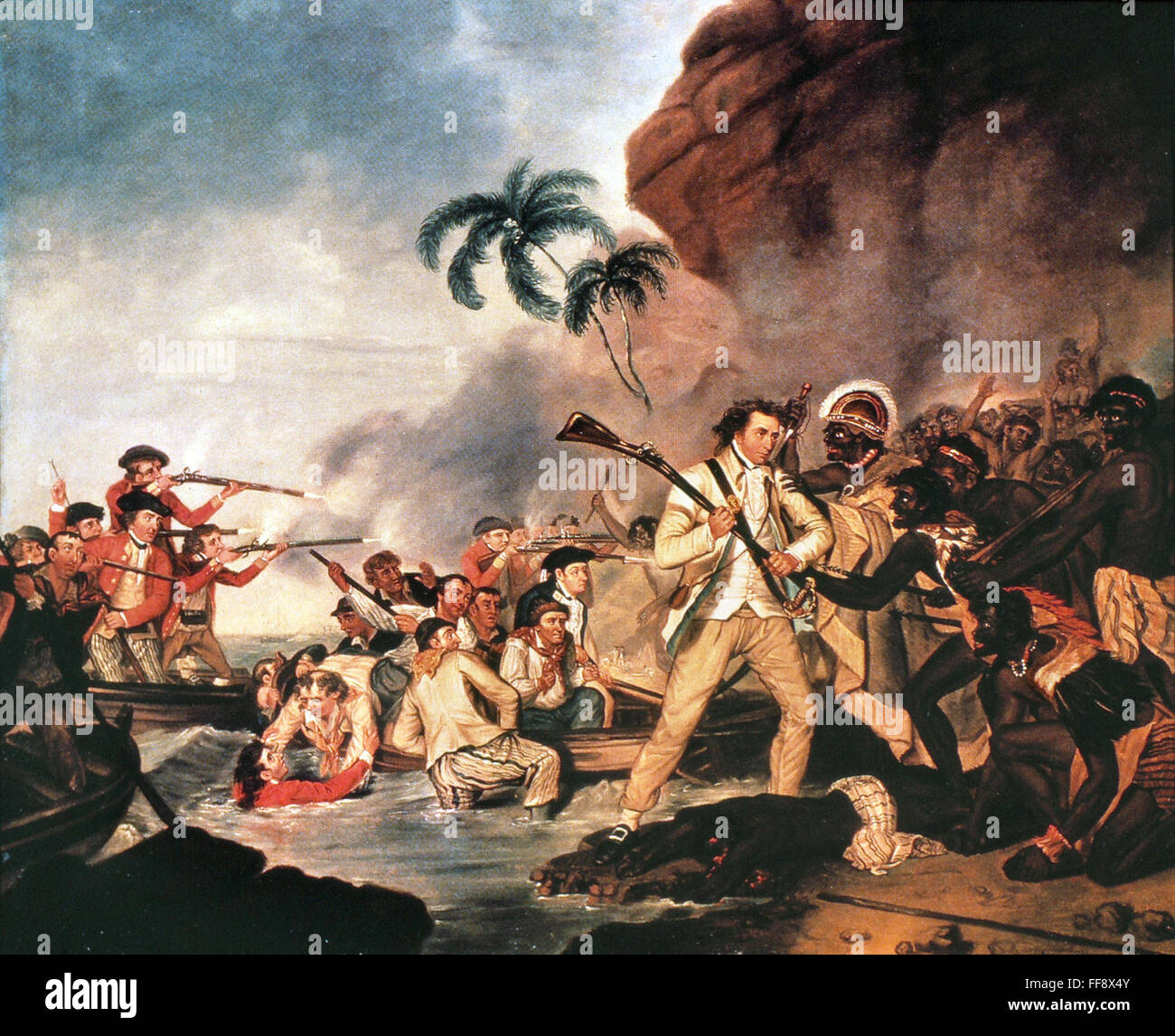 DEATH OF CAPTAIN COOK, 1779. /nOil on canvas, 1783, by George Carter. Stock Photo