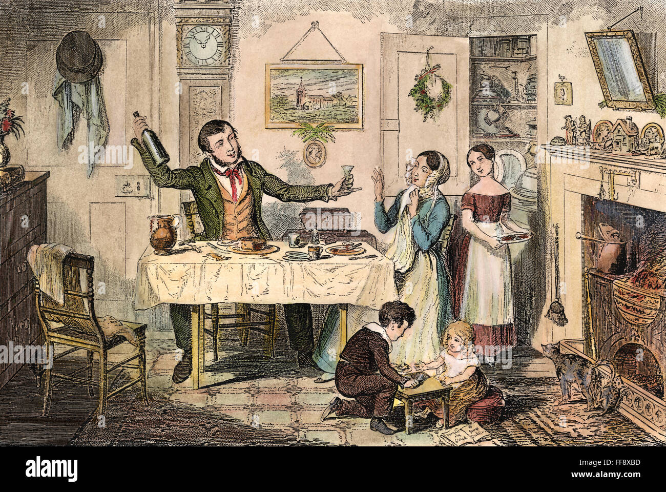 TEMPERANCE MOVEMENT, 1847. /n'The Bottle Is Brought Out for the First