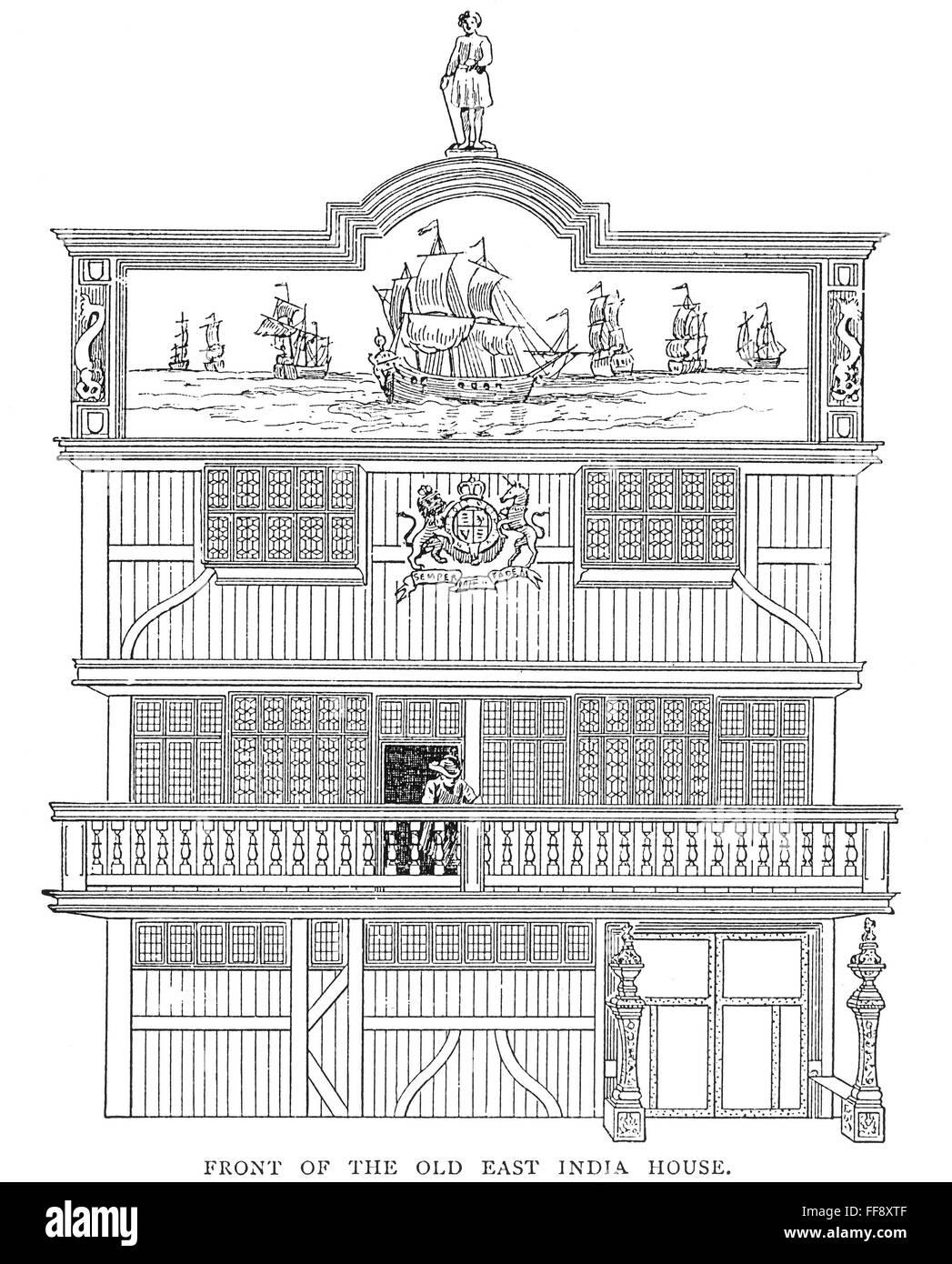 BRITISH EAST INDIA COMPANY. /n'Front of the old East India House.' The headquarters of the