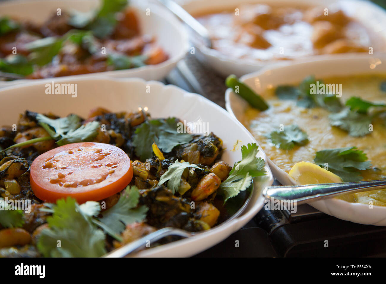Indian curries in an English restaurant Stock Photo