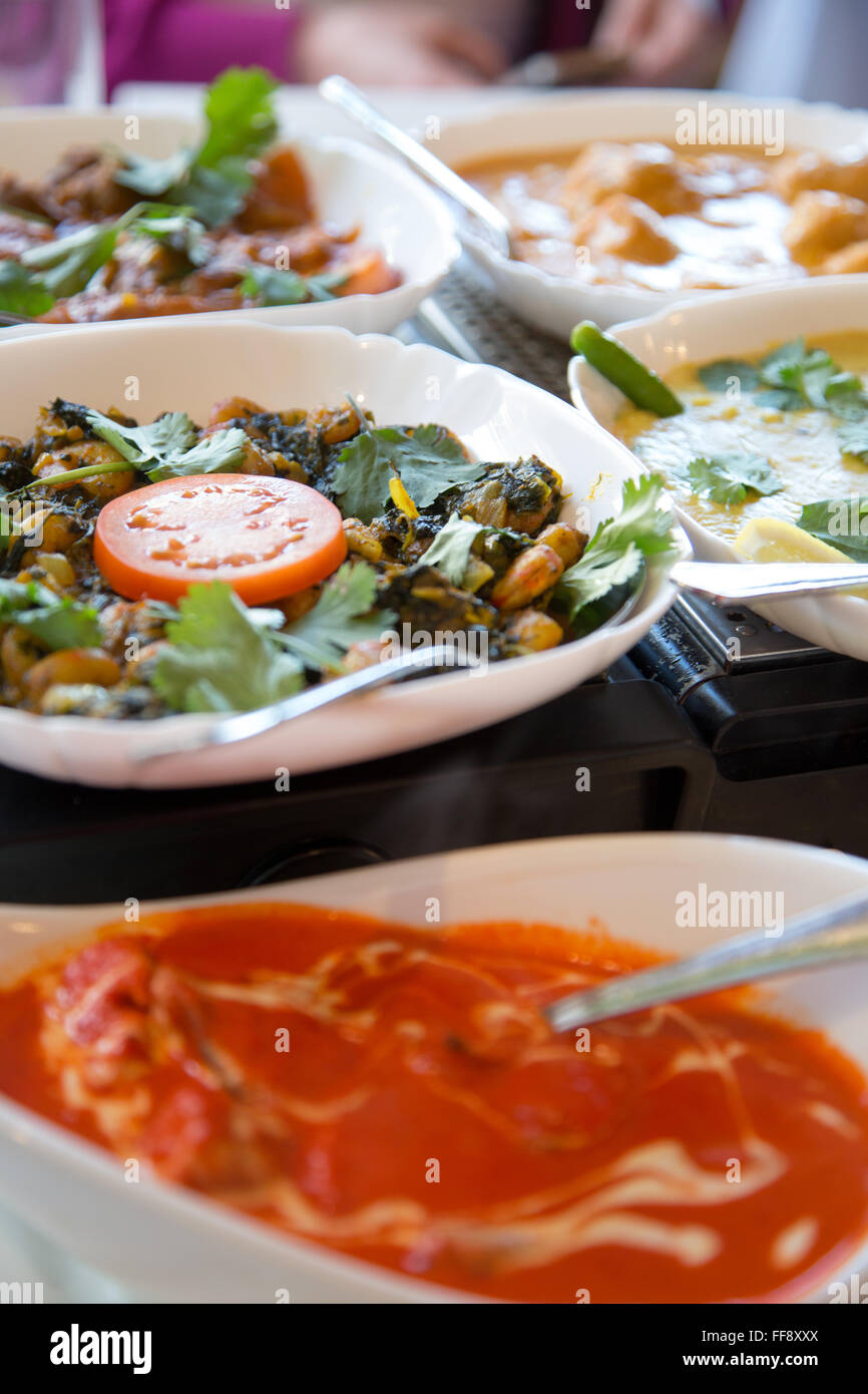 Indian curries in an English restaurant Stock Photo