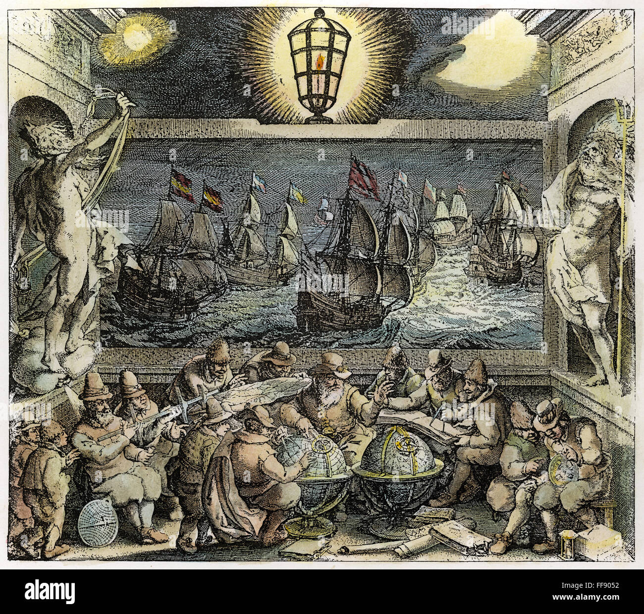 DUTCH COMMERCE, 1612. /nCharting navigational courses. Engraved