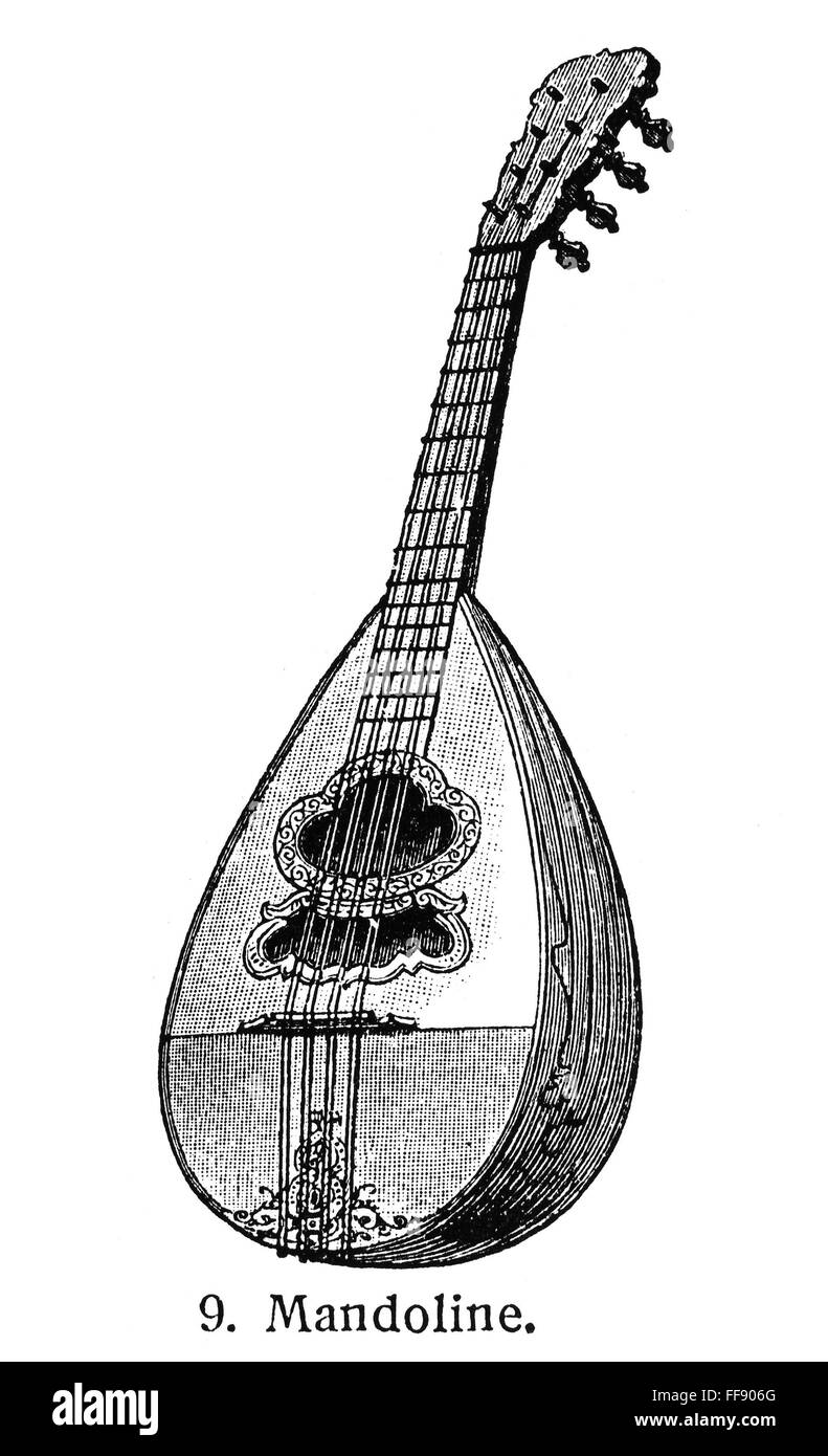 Mandolin.  Nline Engraving, German, 19th Century Stock Photo - Alamy