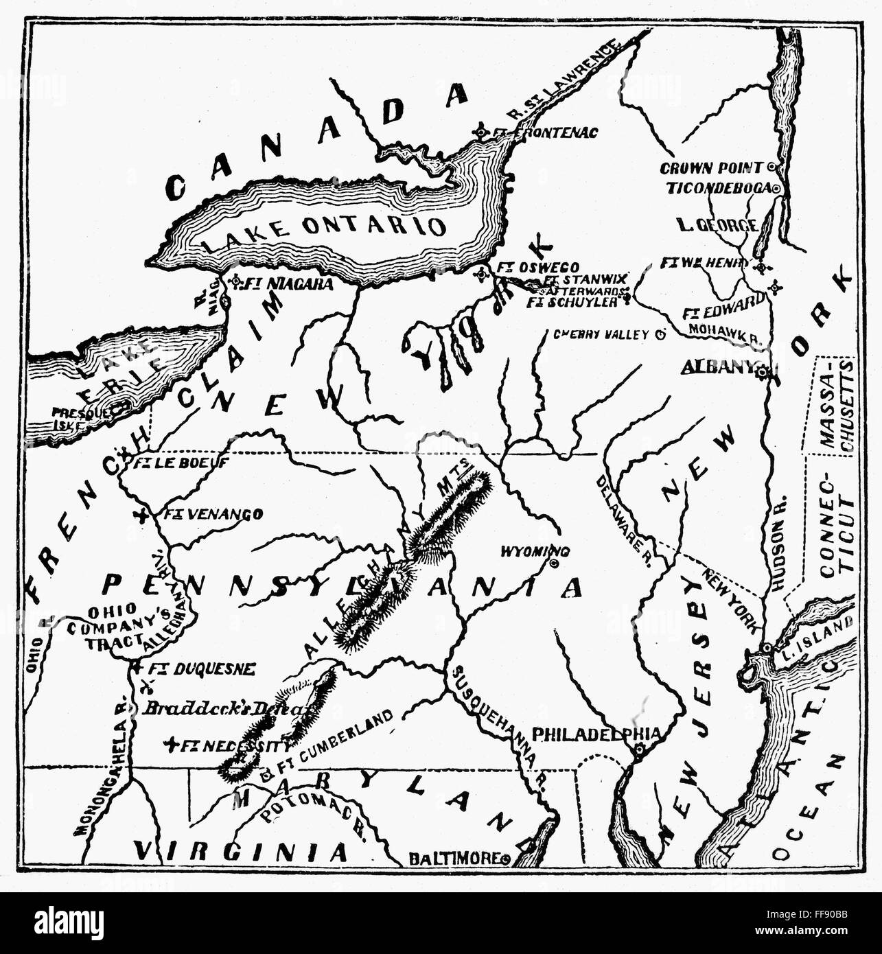 FRENCH amp INDIAN WAR MAP nMap - French Indian War Map Nmap Of The Scenes Of Operation And Major Campaigns FF90BB