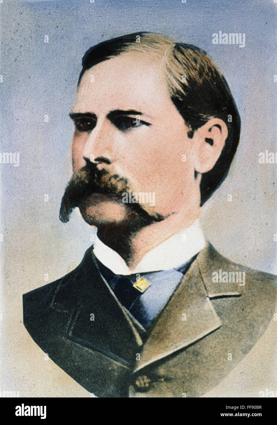 WYATT EARP (1848-1929). /nAmerican lawman. Oil over a photograph. Stock Photo