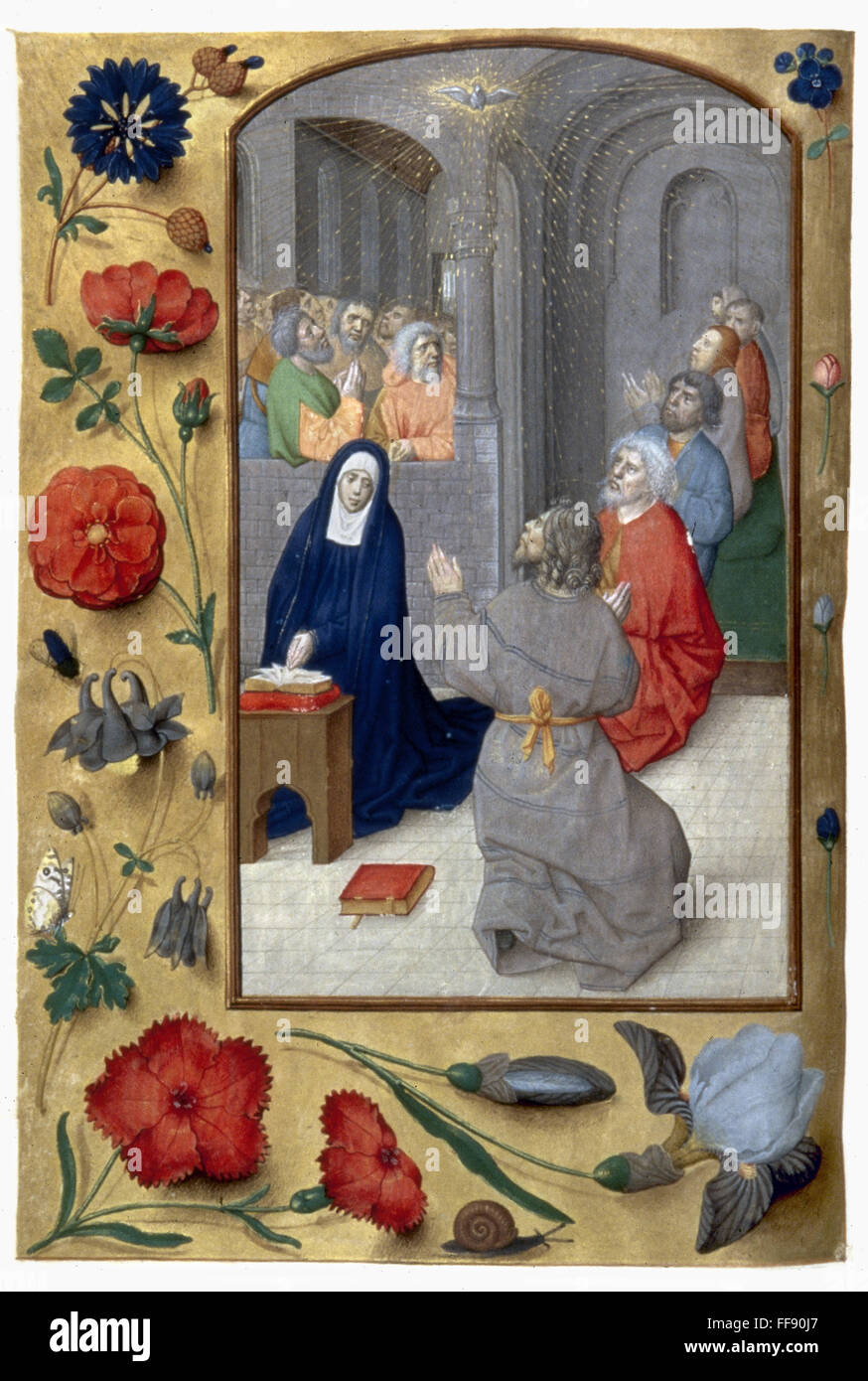 PENTECOST. /nIllumination from a Flemish Breviary, c1500. Stock Photo