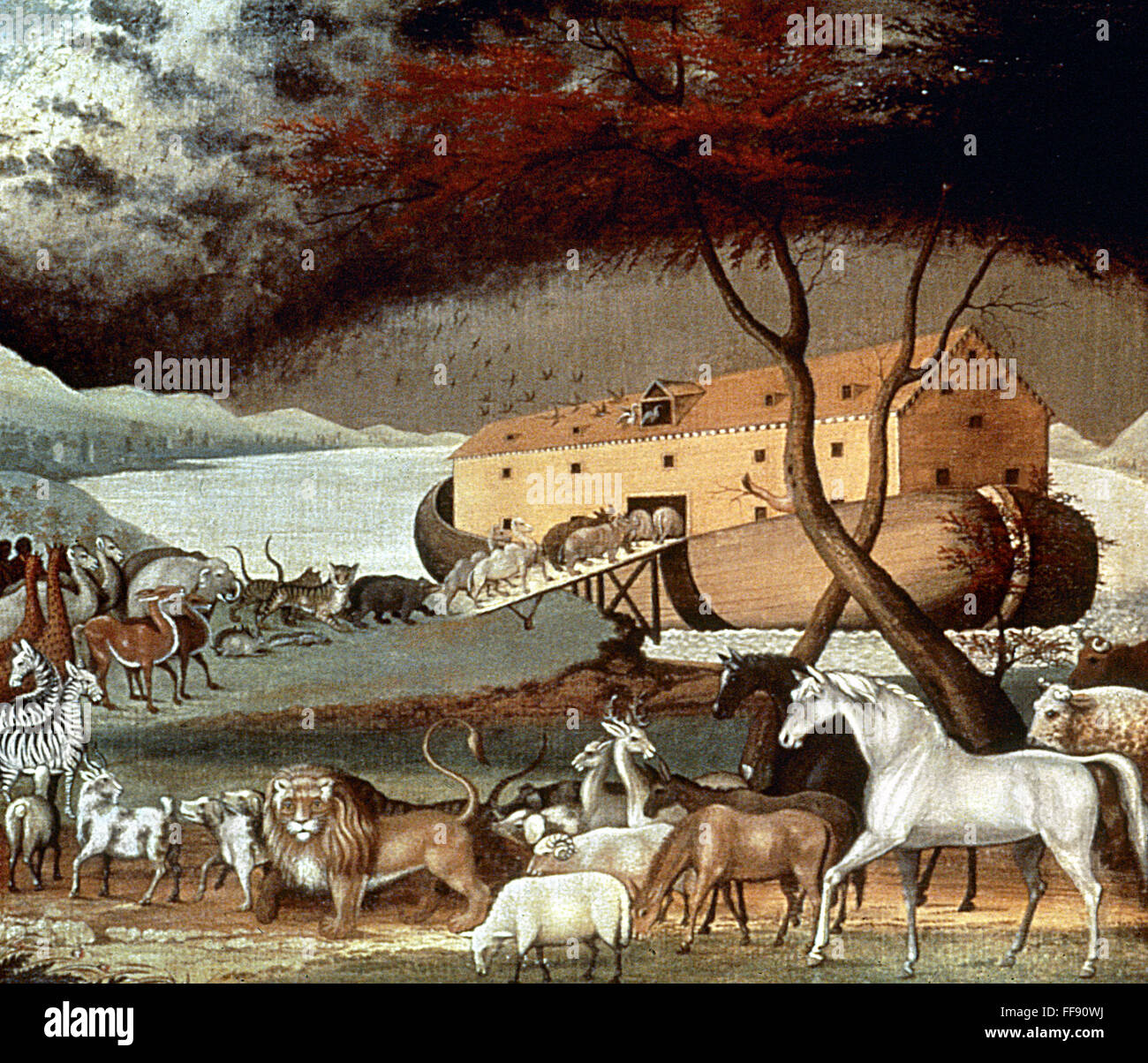 HICKS: NOAH'S ARK, 1846. /nOil on canvas by Edward Hicks, 1846 Stock ...
