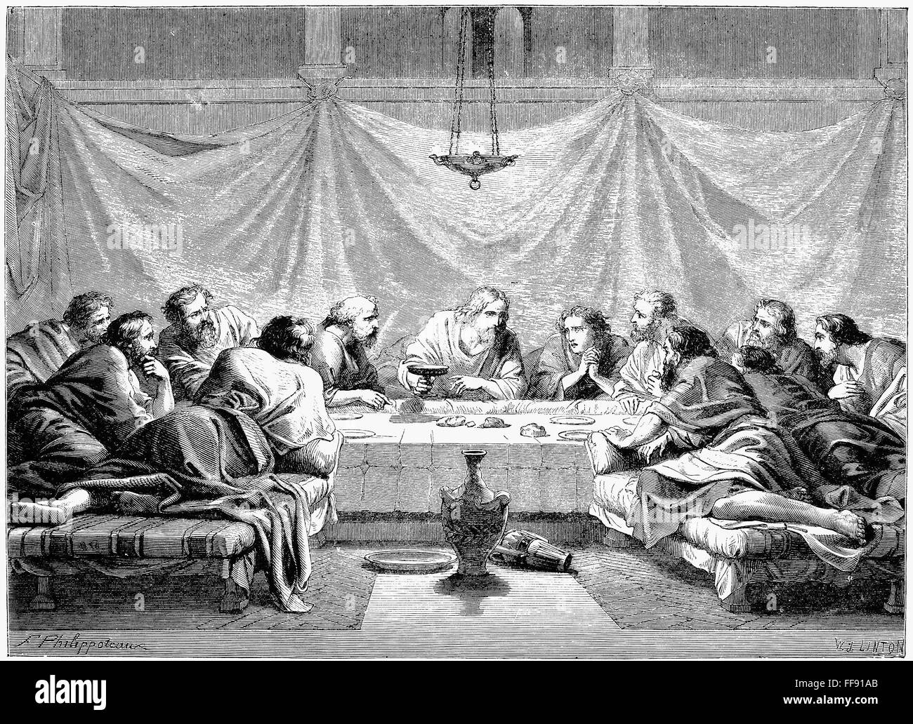 THE LAST SUPPER. /nJesus and his disciples at the Last Supper. Wood