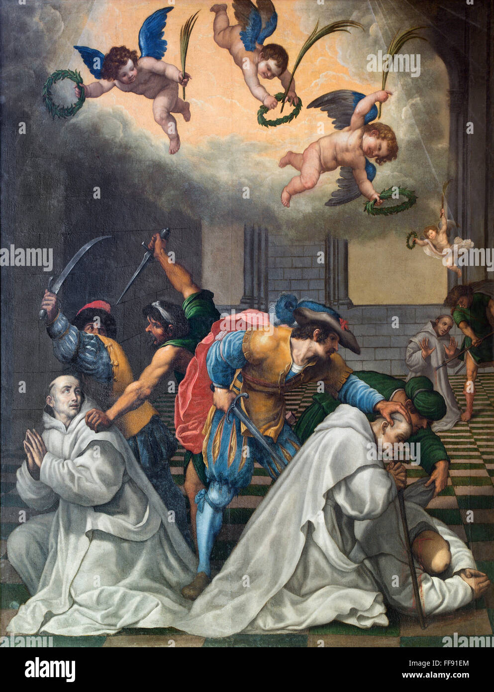 GRANADA, SPAIN - MAY 31, 2015: The painting of killing of Carthusians in Monasterio de la Cartuja, by Vicente Carducho. Stock Photo