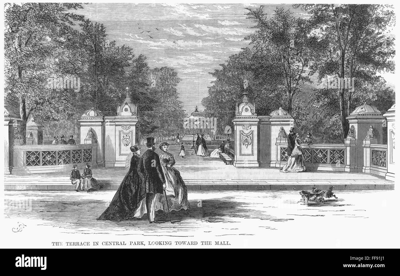 NYC: CENTRAL PARK, 1867. /nWood engraving. Stock Photo