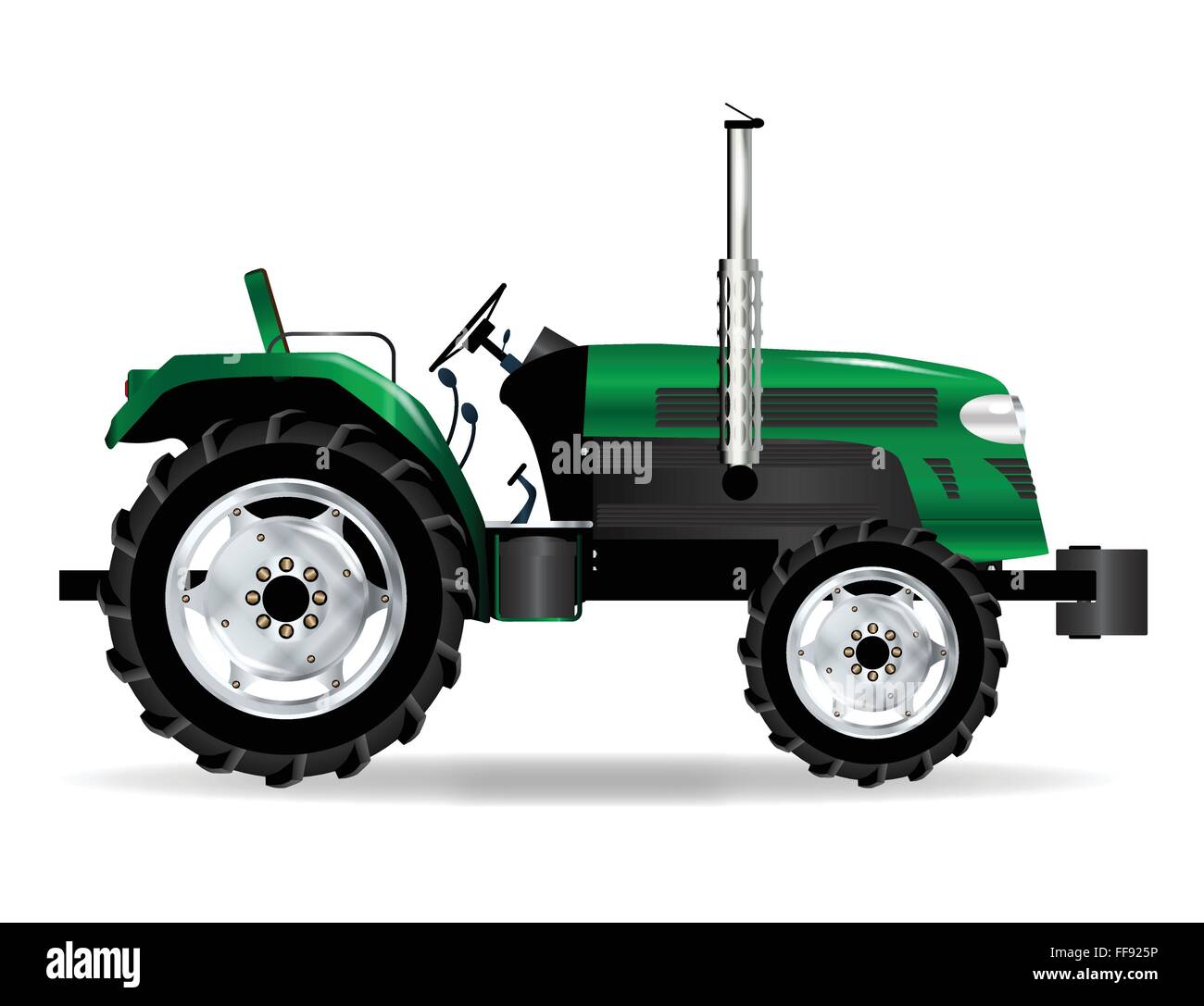 A typical modern farmyard tractor over a white background Stock Vector