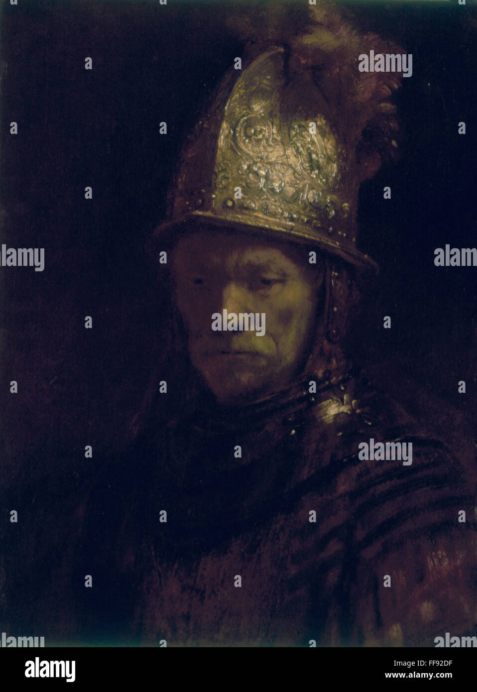 REMBRANDT MAN, HELMET. /nThe Man with the golden helmet. Oil on canvas Stock Photo Alamy