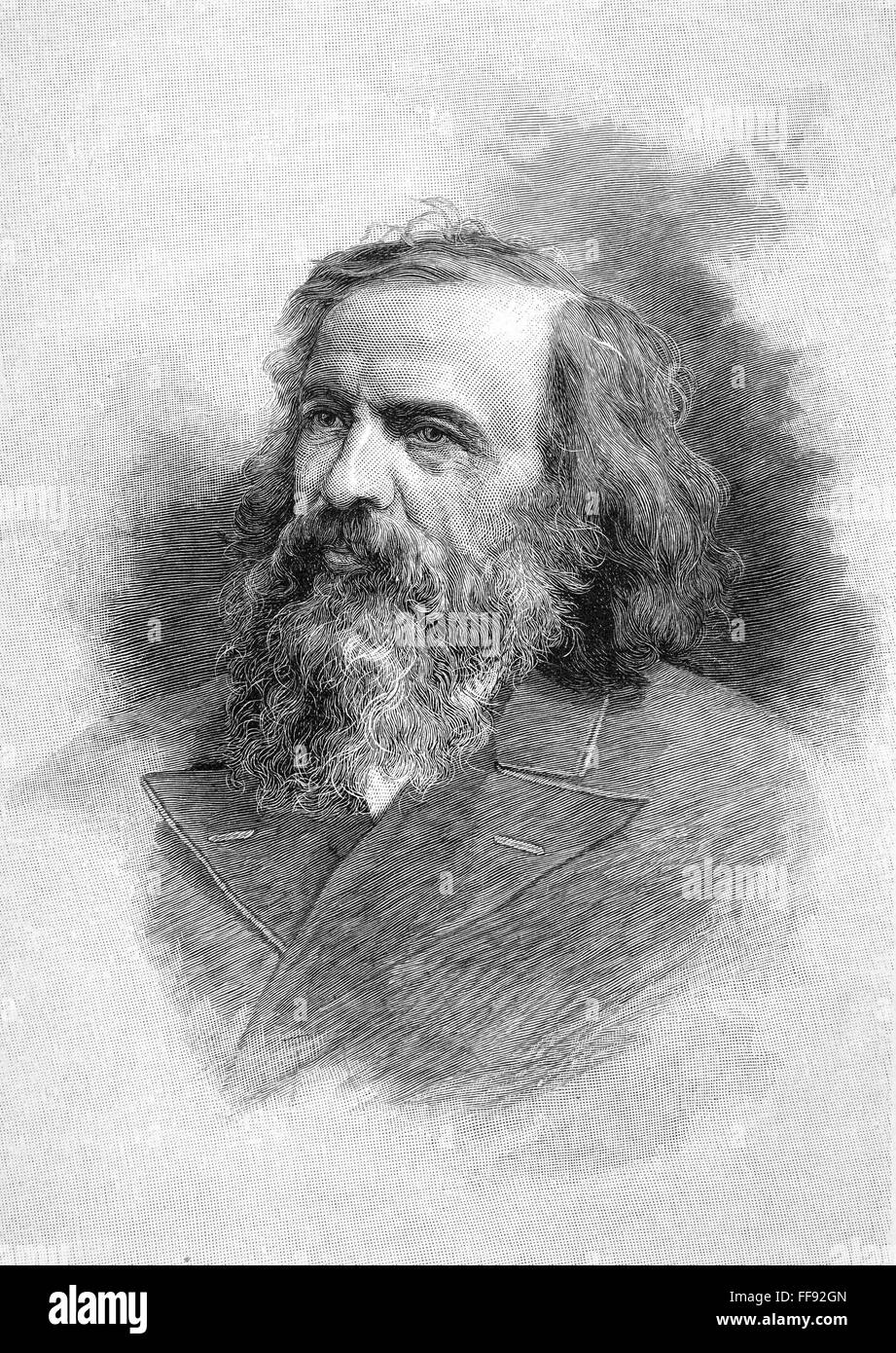 DMITRI IVANOVICH MENDELEYEV /n(1834-1907). Russian chemist. Wood ...