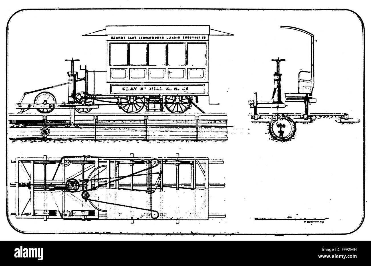 CABLE CAR PATENT, 1873. /nOriginal patent drawing for Andrew Smith