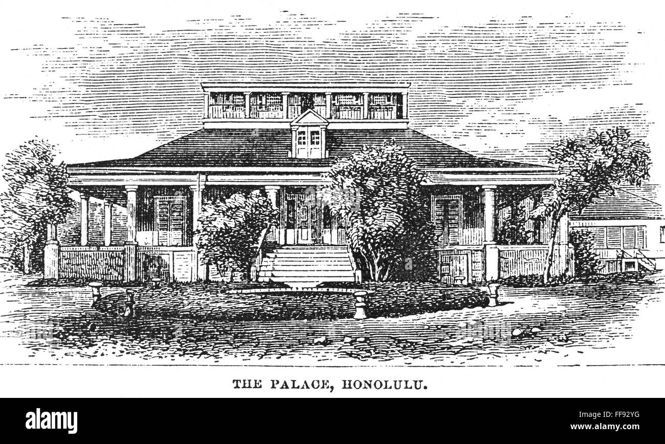 HAWAII HONOLULU PALACE. /nThe Palace, Honolulu, Hawaii. Wood engraving