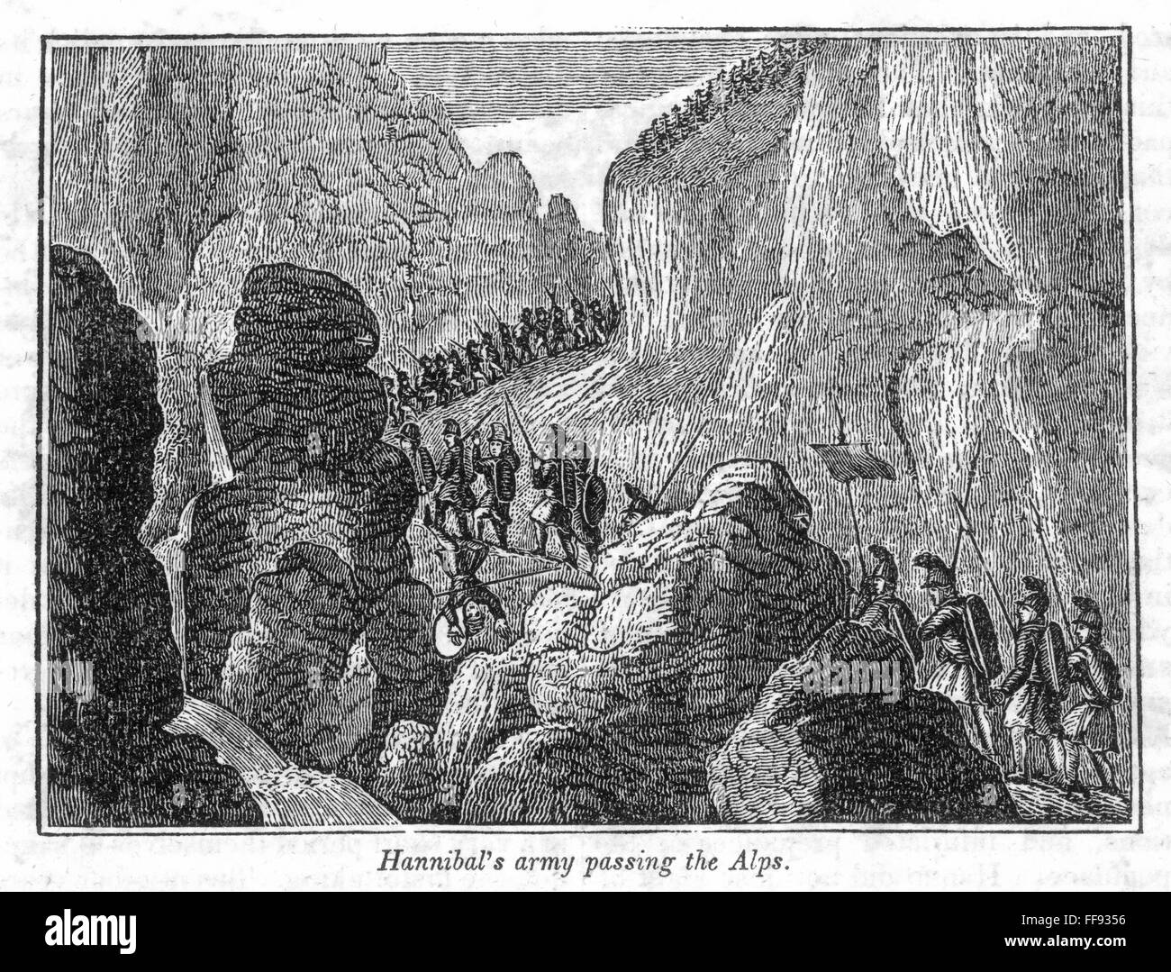 PUNIC WAR, 218 B.C. /nHannibal and his army crossing the Alps into ...