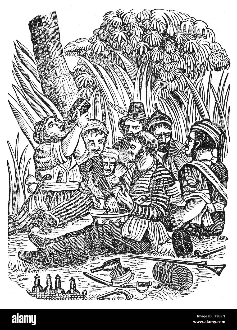 PIRATE CREW. /nThe crew of Captain Bartholomew Roberts, known as 'Black