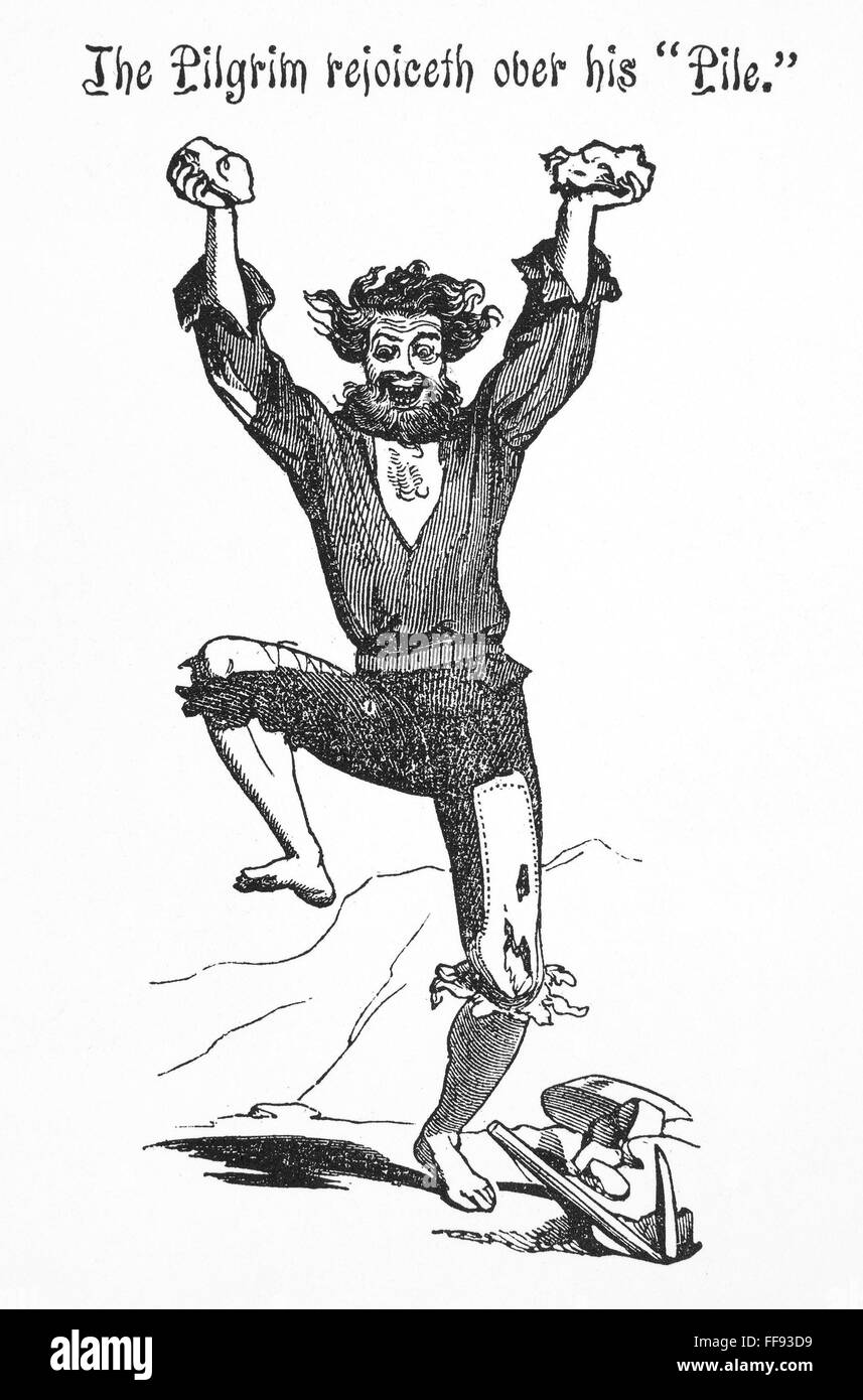 Gold Rush Cartoon 1853 N The Pilgrim Rejoiceth Over His Pile