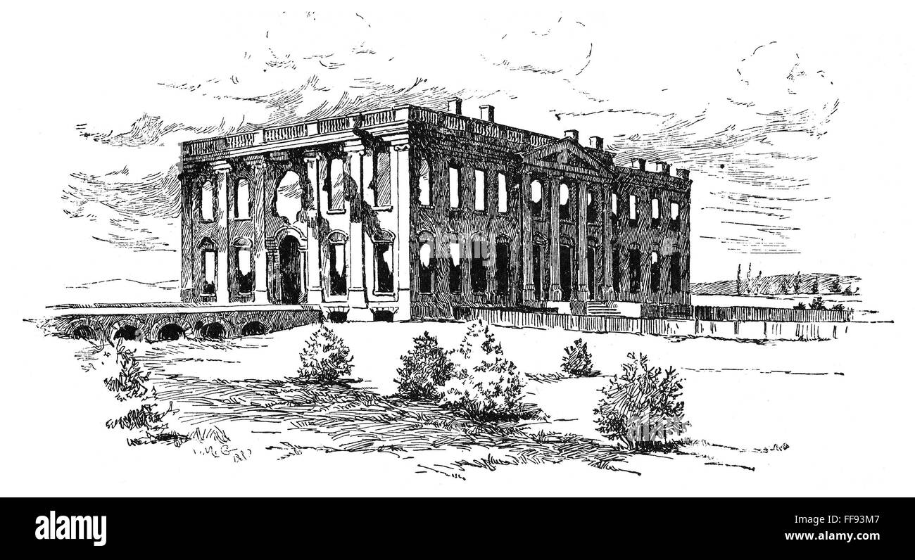WHITE HOUSE RUINS, 1814. /nThe White House in ruins after the burning
