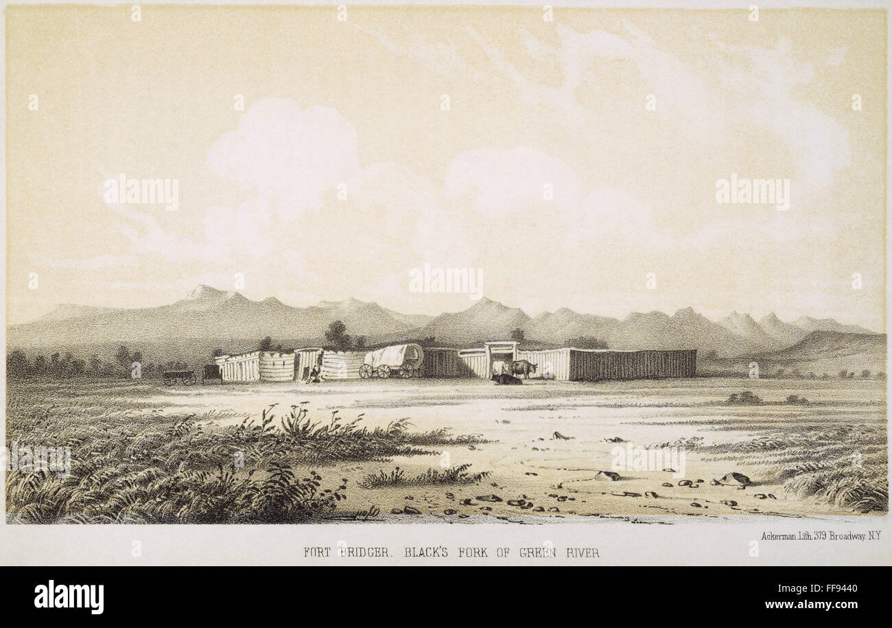 FORT BRIDGER, WYOMING, 1852. /nA fur trading outpost established in 1842 along the Oregon Trail