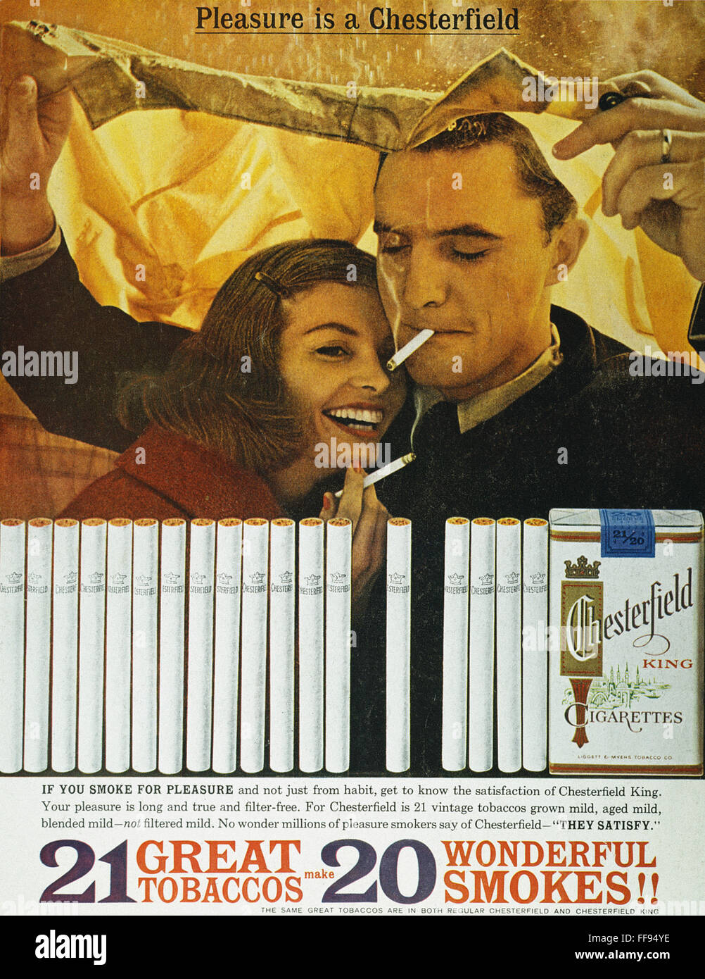 CHESTERFIELD CIGARETTE AD. /nAmerican magazine advertisement for ...