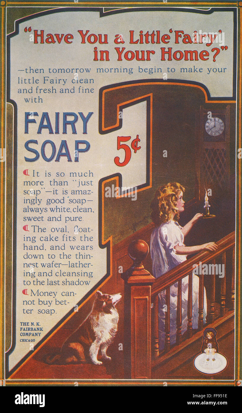 SOAP AD, 20th CENTURY. /n'Have You a Little 'Fairy' in Your Home?': American magazine advertisement, c1913, for Fairy Soup. Stock Photo