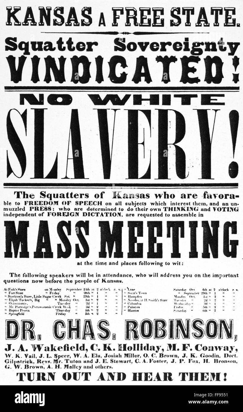 BROADSIDE BLEEDING KANSAS. /nBroadside for a mass meeting to determine