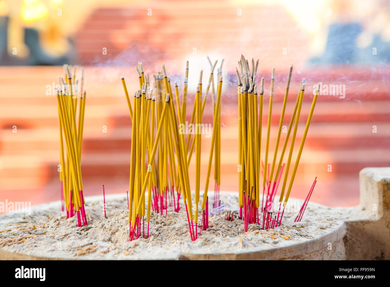 Burning Incense at Asian Temple Stock Photo