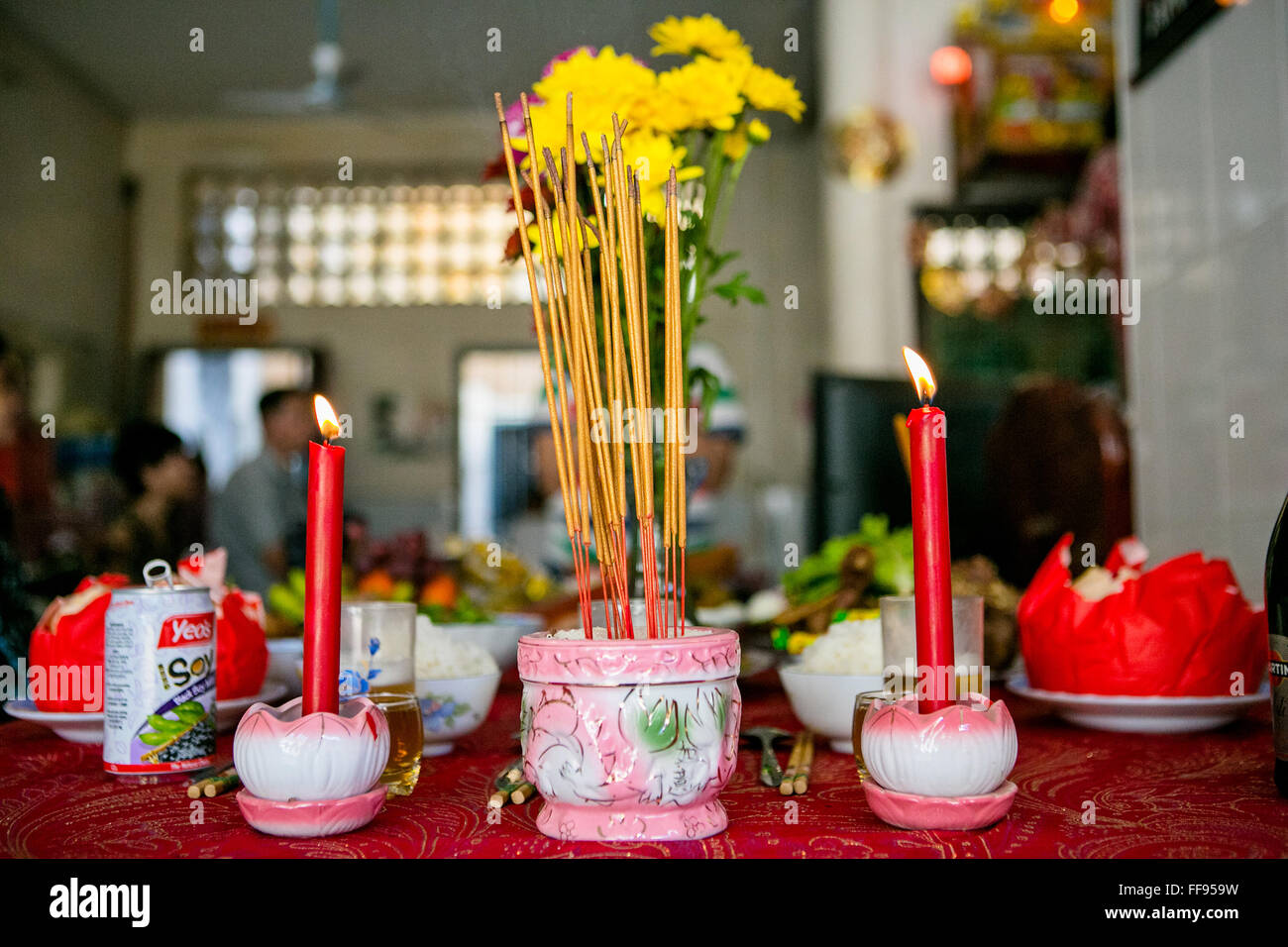 Chinese new year incense table setting hires stock photography and