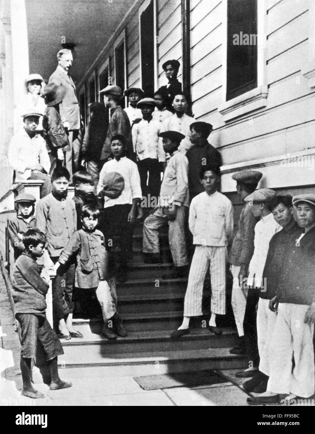 ANGEL ISLAND, c1910. /nChinese immigrants outside the hospital on Angel