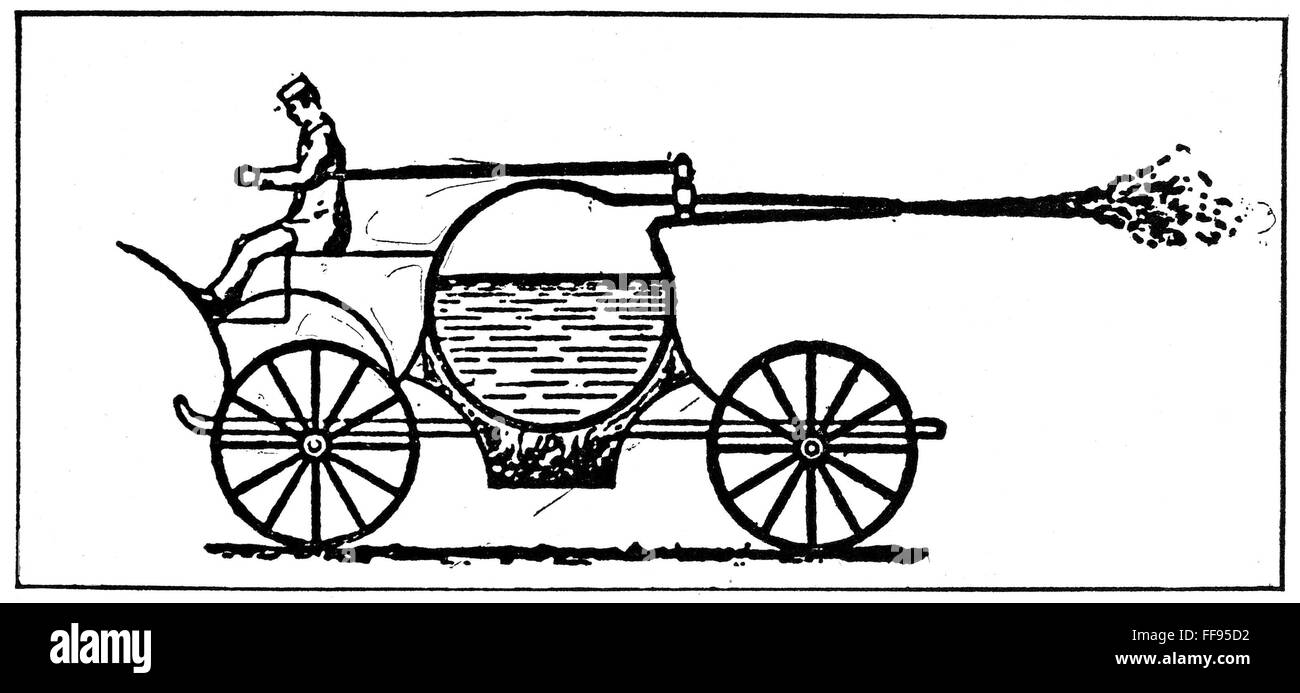 NEWTON STEAM CARRIAGE. /nDrawing, after Sir Isaac Newton, of a self