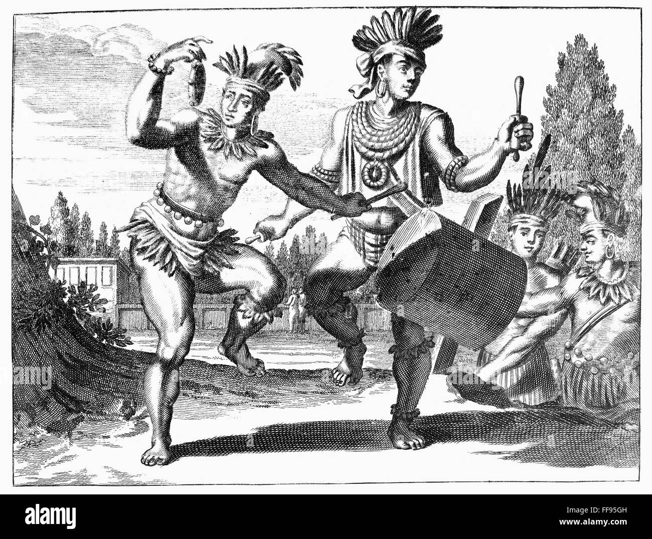 NATIVE AMERICAN DANCE, 18th CENTURY. /nNew World Native Americans at a