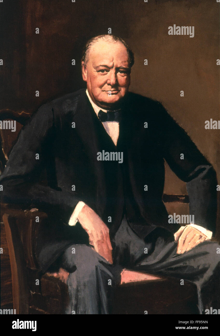 WINSTON CHURCHILL /n(1874-1965). British statesman and author. Painting, 1940, by Captain Cuthbert Orde. EDITORIAL USE ONLY. Stock Photo