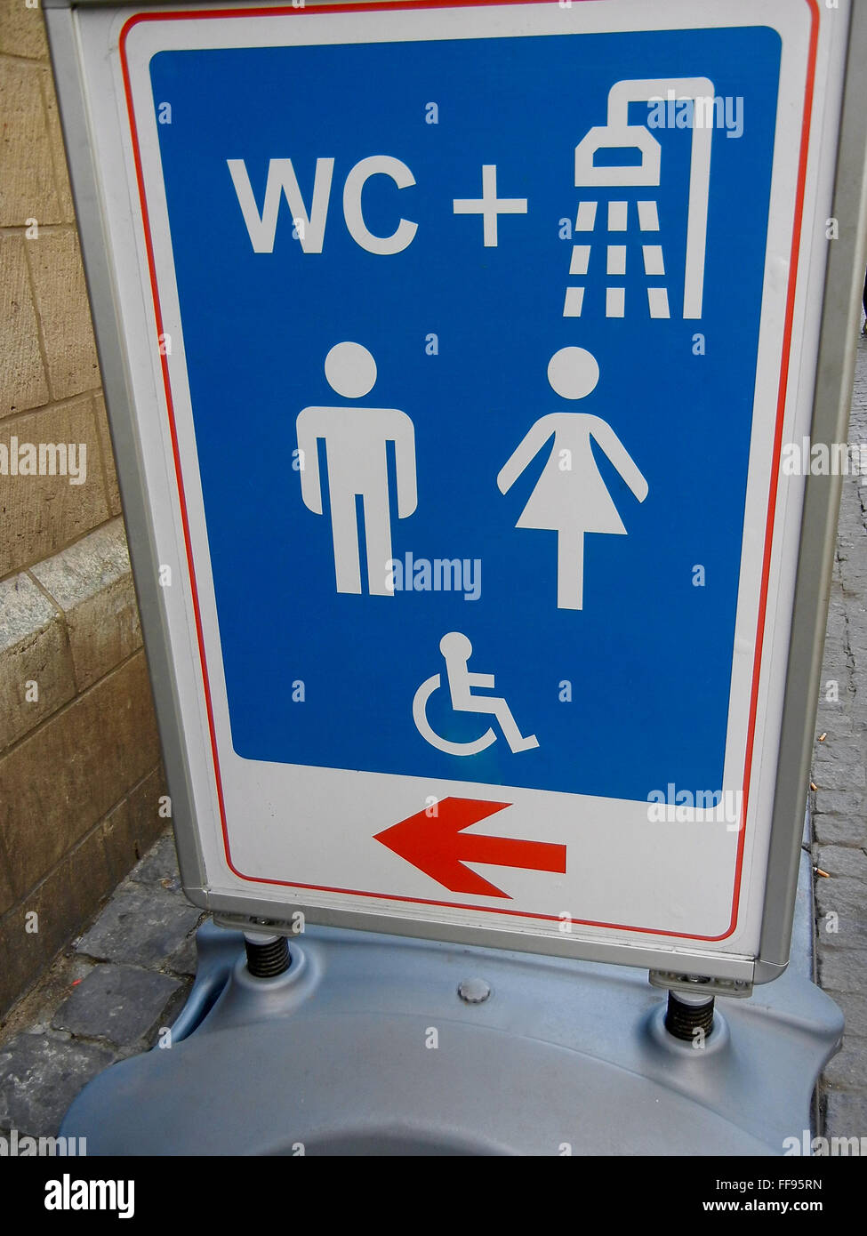 Water closet and shower sign Stock Photo