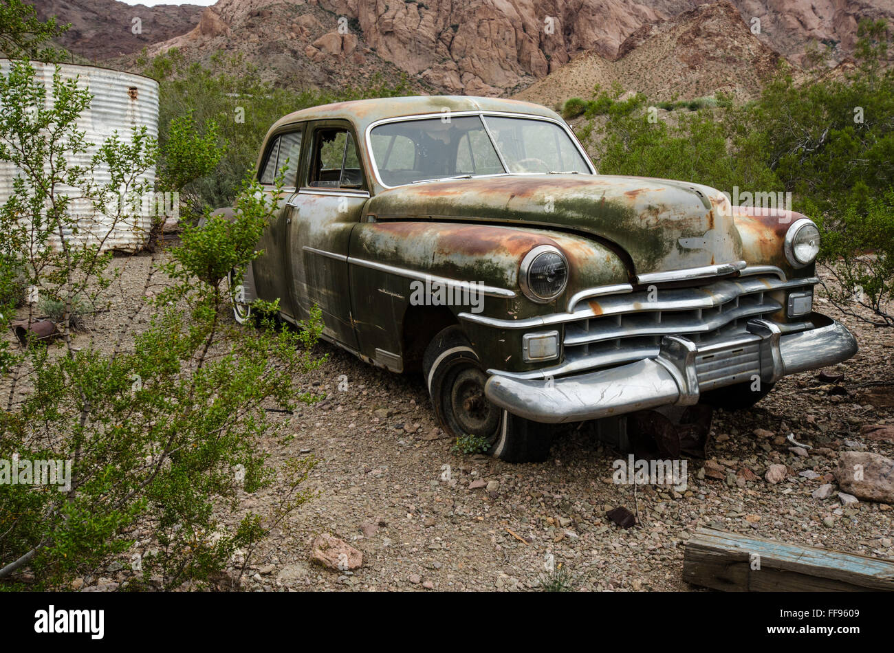 Abandoned Dodge Coronet 1949 in Eldorado Las Vegas USA United States of America Nevada Stock Photo