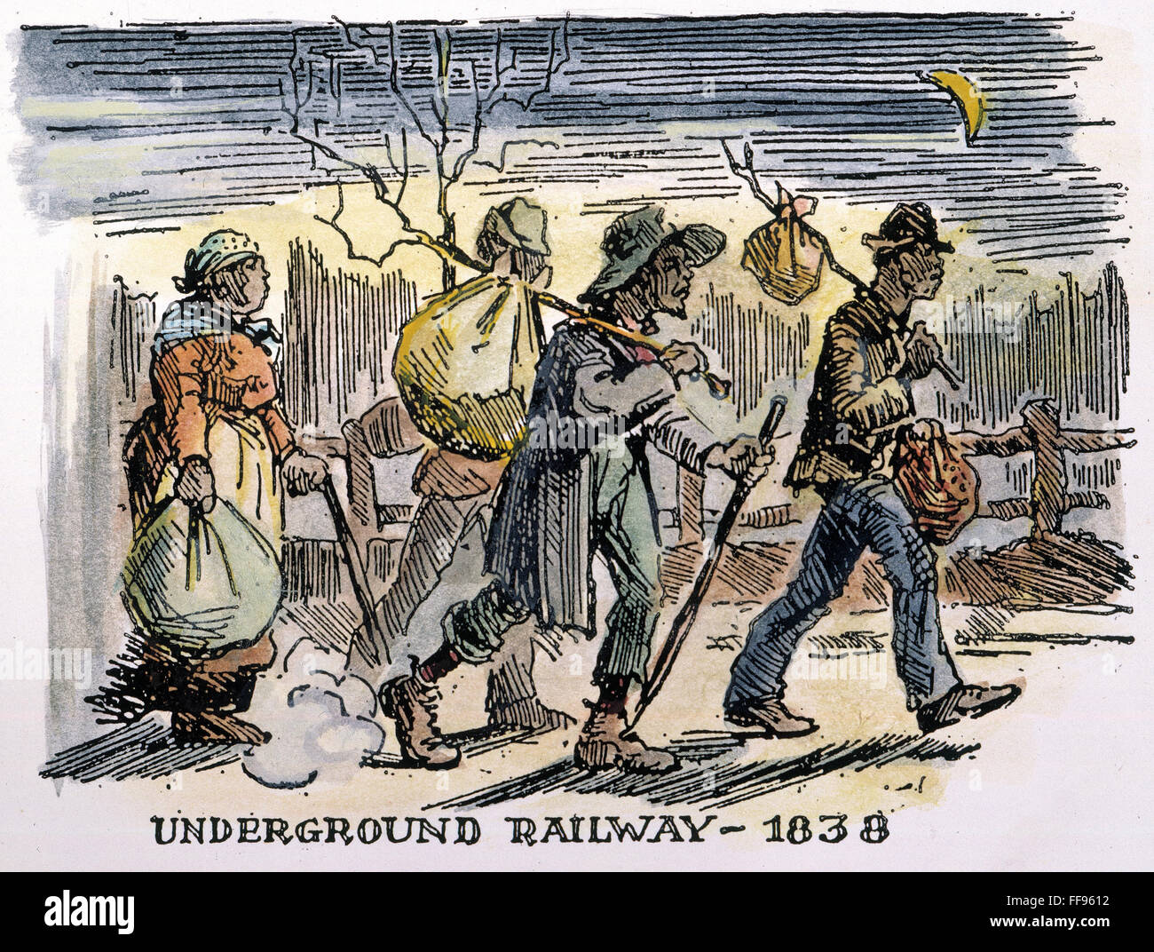 UNDERGROUND RAILROAD, 1838. /nRunaway slaves travelling North along the