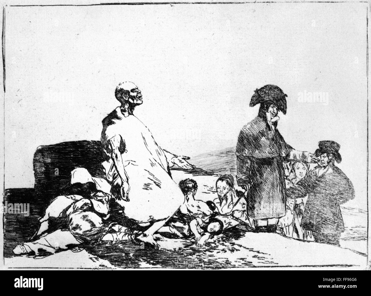 GOYA: DISASTERS OF WAR. /n'Si son de otro linage' (They are of Another Breed). Etching, lavis, drypoint and burin, plate 61 from Francisco Jose de Goya y Lucientes' 'Disasters of War,' 1810-14. Stock Photo