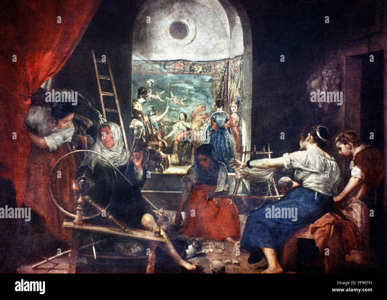 THE SPINNERS. /n'The Fable of Arachne.' Oil by Diego Velazquez, c1655. Stock Photo