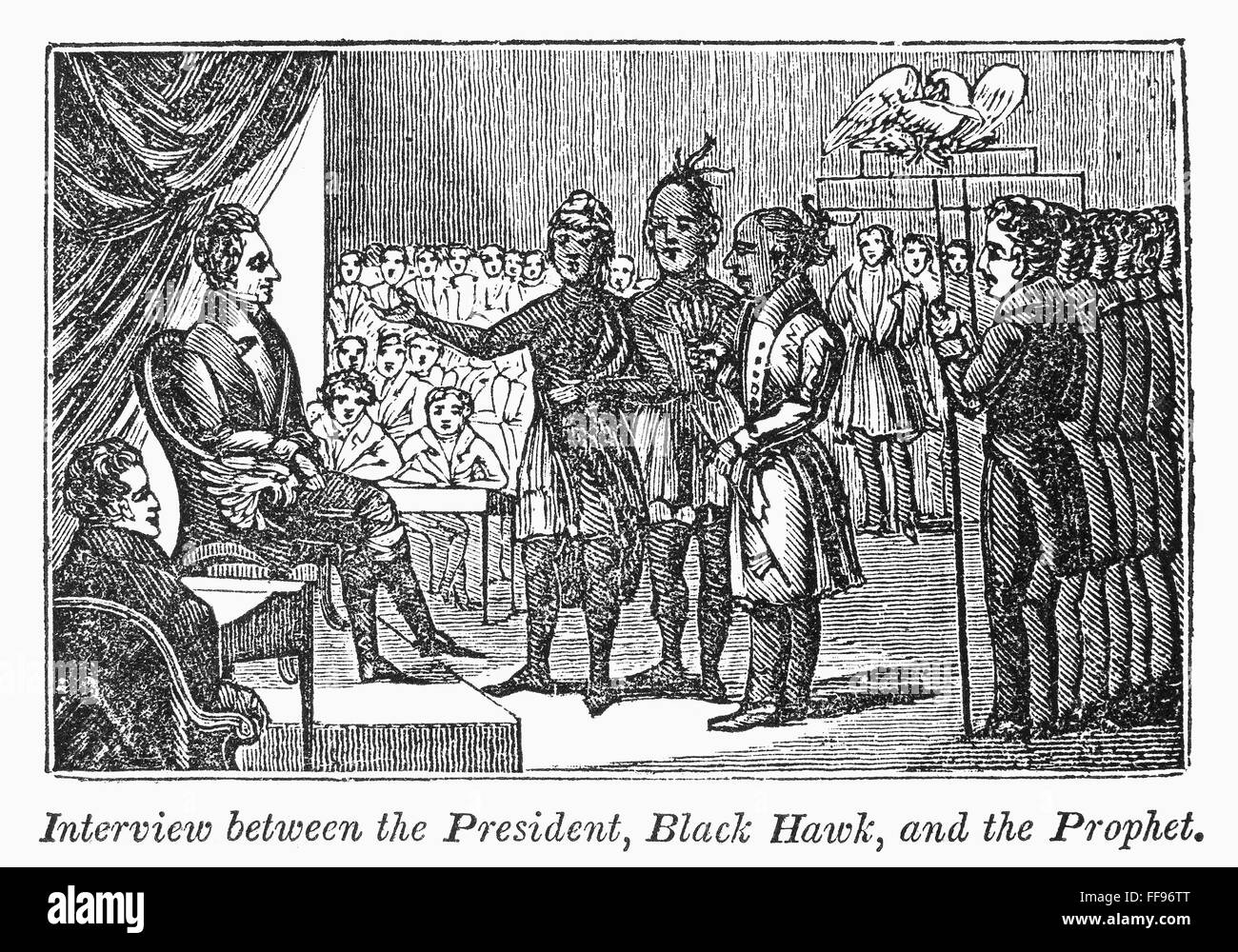 JACKSON AND NATIVE AMERICANS. /nThe 1833 meeting at the White House of President Andrew Jackson
