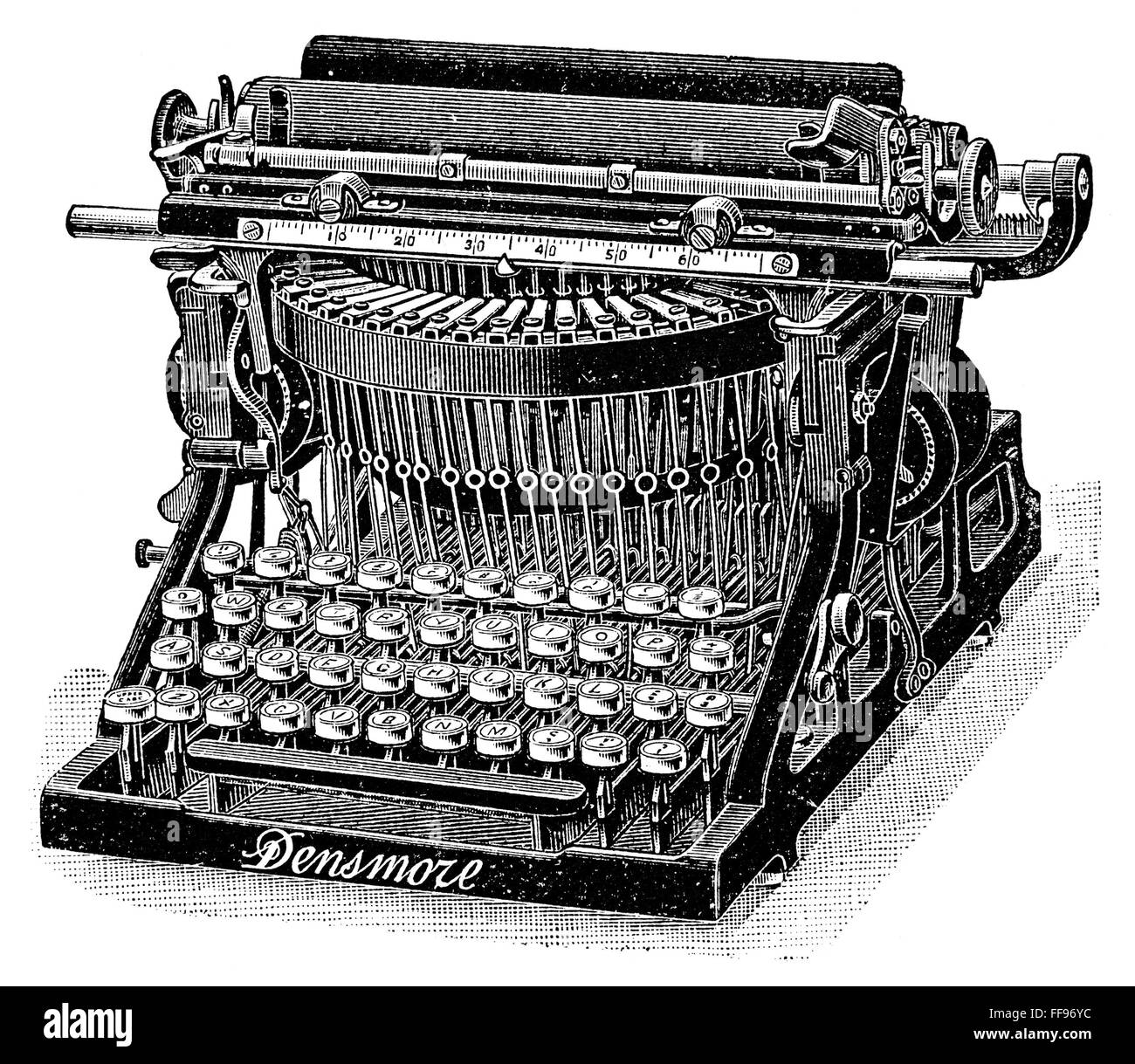 DENSMORE TYPEWRITER. /nWood engraving, 1890s Stock Photo Alamy