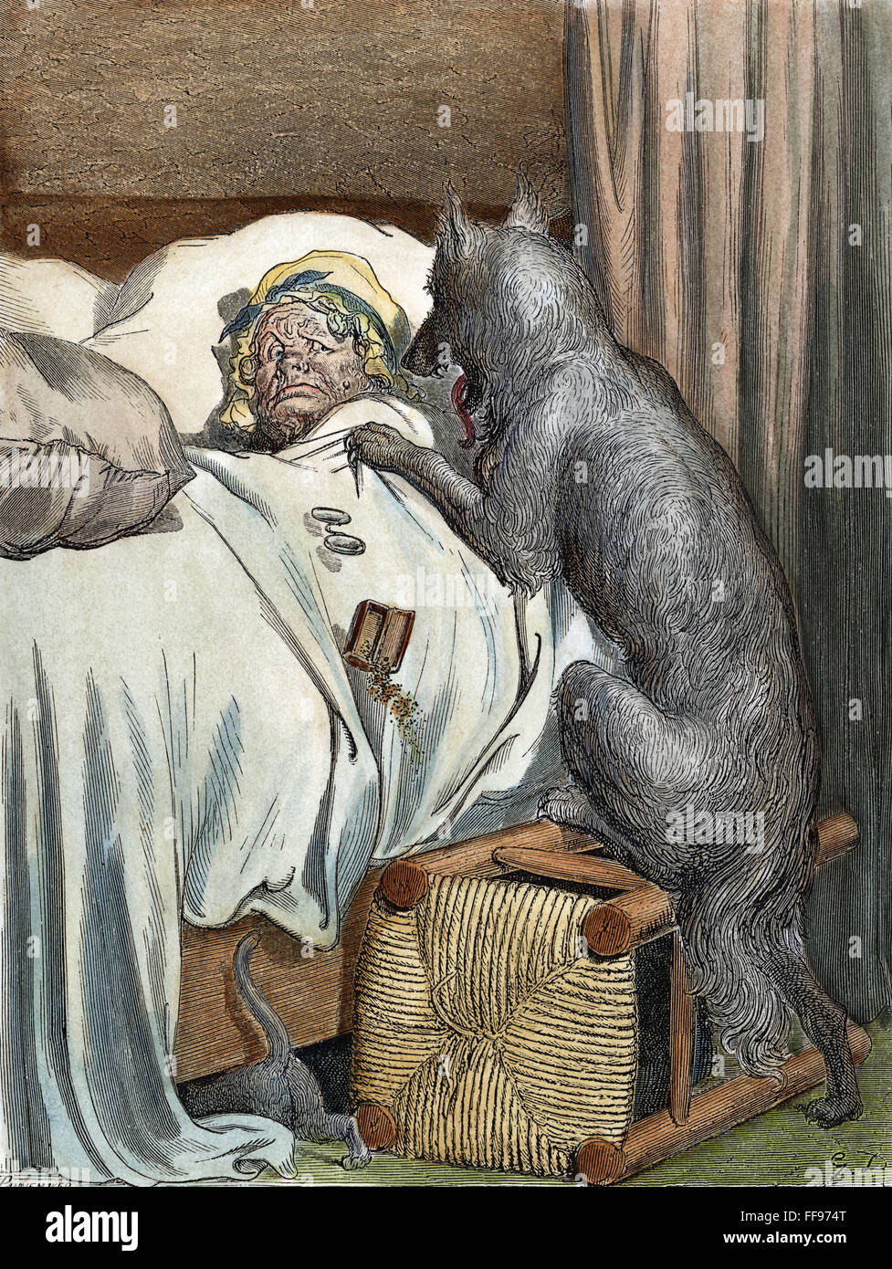 LITTLE RED RIDING HOOD. /nThe Wolf at Little Red Riding Hood's Grandmother's bedside table. Wood LITTLE RED RIDING HOOD. /nThe Wolf at Little Red Riding Hood's Grandmother's bedside table. Wood