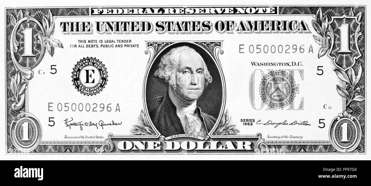 ONE DOLLAR BILL. /nPresident George Washington on the front of a U.S ...